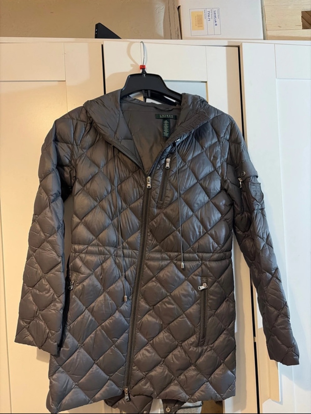 Ralph Lauren Women's Packable Quilted Hooded Coat - Gray